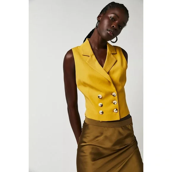 NWT Free People Gabbie Vest Suit Set 4 Trouser Pleat Double Breasted Wide Leg - Picture 4 of 16